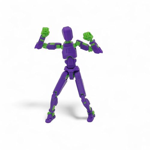 Image of Dummy13 Fully Articulated Action Figure | 3D Printed Robot Assembly Kit | 5.4 Inch Tall Poseable Toy | Dynamic Poses | DIY Collectible Model | Made in India (Black Green)