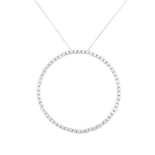 Haus of Brilliance .925 Sterling Silver 5.0 Cttw Prong Set Round-cut Diamond Open Circle Hoop 18" Pendant Necklace (I-J Color, I2-I3 Clarity)