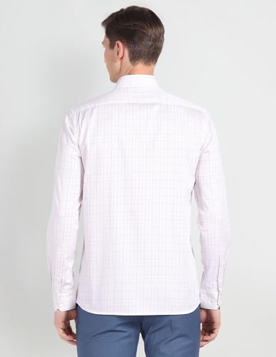 Image of Arrow Men Slim fit Cotton Checked Long Sleeves Cutaway Collar Shirt