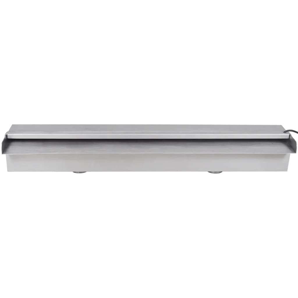 Cascata per piscina, 60 cm, in acciaio inox, con illuminazione a LED, per laghetto da giardino e piscina, luce bianca