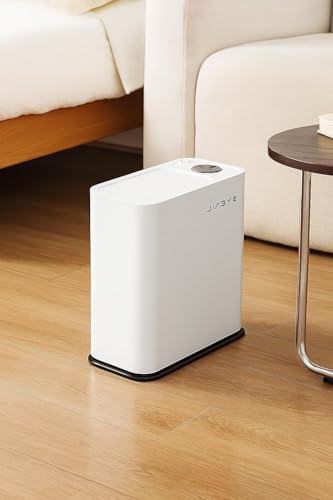 Image of Owme Trash Bin with Easy Press Lid Fashionable Garbage Can Push Top Waste Bin Bathroom Storage Bucket for Any Room Office, Bedroom | Small Tabletop Organizer Bin for Home Office - WHITE BLACK