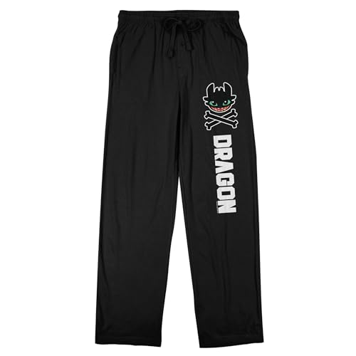 How to Train Your Dragon Toothless and Crossbones Men's Black Sleep Pants