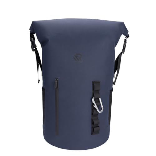 Roll Top Closure Cooler Backpack for Kayaking Fishing Paddle Boarding Watersports, Premium 24H Insulated Leak Proof Zipperless Waterproof Soft Cooler for Men 35L Navy
