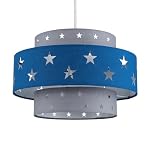MiniSun | Modern Blue and Light Grey Cut Out Star Design Ceiling Light Shade | Pendant Lights, Home Décor & Improvement Essential | 300mm Shade Width