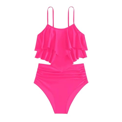 Maillot de bain deux pièces fille unicolore tendance avec haut tankini