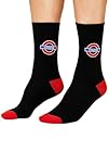 Mens Official TFL Licensed Roundel Embroidery Socks – Mind the Gap, London & Underground Designs – Comfort Fit Sock Size 6–11 (Black-London)