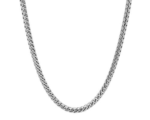 ARGENTO REALE Sterling Silver 2.5MM-5MM Solid Franco Chain Necklace, Round Box Link Chain, Rhodium Necklace, Sterling Silver Necklace 18-30