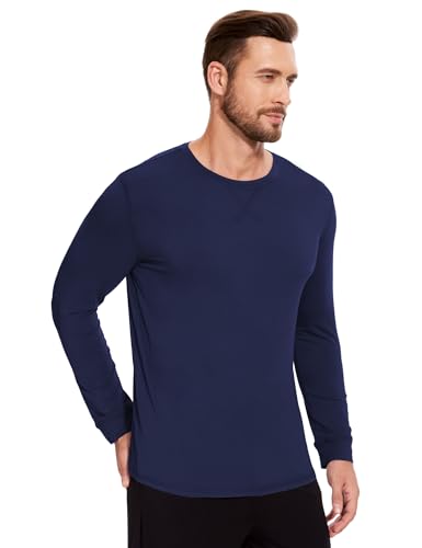 GYS Bamboo-Derived Viscose Men's Pajama Top Soft Long Sleeve Sleep T-Shirt3