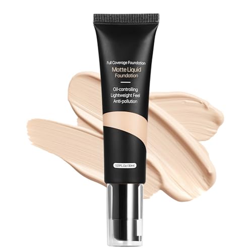 Foundation, Full Coverage BB Cream Wasserfest & Langanhaltend, Feuchtigkeitsspendende Concealer mit Leichte Textur, Grundierung Versteckt Falten & Linien, Ölkontrolle Gesichts Makeup
