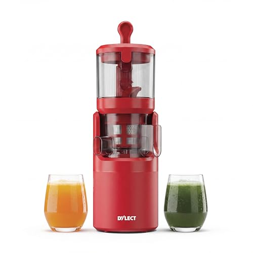 Image of DYLECT Cold Press Juicer for Home | 140mm Wide Chute | Powerful AC Motor | Silent Operation <58dB | Advanced Safety Features | Quick Assembly & Easy Cleaning | All Types:Hard, Soft & Leafy | RED