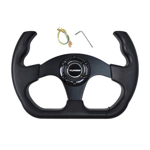 Image of TIYPEOR D-Shaped Racing Go-Kart Steering Wheel 12.6" 320mm Drifting Auto Car Steering Wheels PU Sim Driving Motorsport JDM