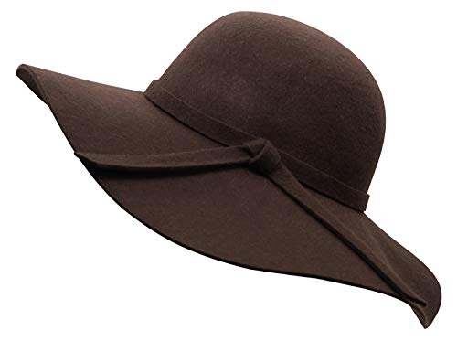 Bienvenu Women's Wide Brim Wool Ribbon Band Floppy Hat