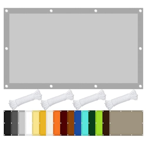 Sonnenschirm Segel Sonnenschutz Netz 110 x 270 cm Wasserabweisend Windabweisend Sonnenschutz Tuch mit Öse mit Kostenlosem Seil für Balkon Garten Terrasse, Hellgrau