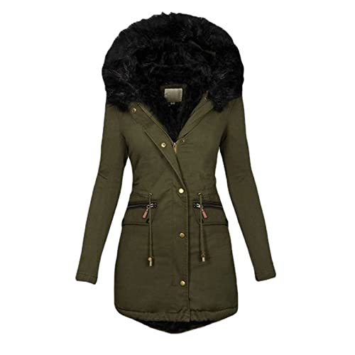 Parka d'hiver pour femmes longue et rembourrée avec capuche en fourrure isolante