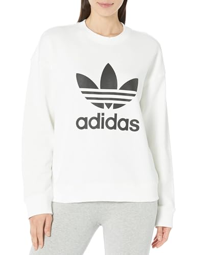 Image of adidas Originals,womens,Trefoil Crew Sweater,White,X-Small