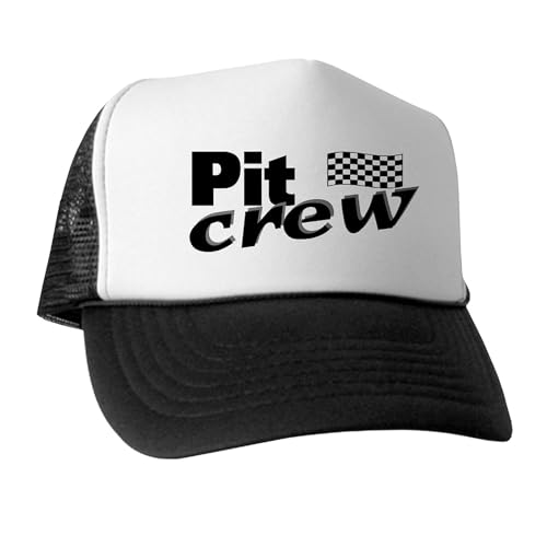 CafePress Pit Crew Racing Flag Snapback Trucker Hat Black/White