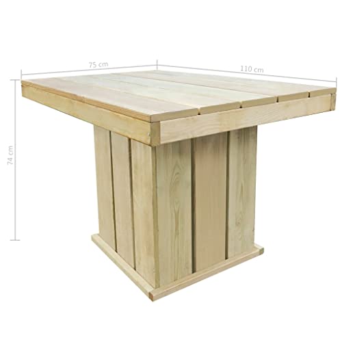 Hibcotuo Gartentisch 110x75x74 cm Imprägniertes Kiefernholz – Bild 3