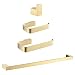 TRUSTMI 4-Piece Brass Brushed Gold Bathroom Hardware Set Towel Bar Towel Ring Toilet Paper Holder Robe Hook Tower Holder,Wall Mounted