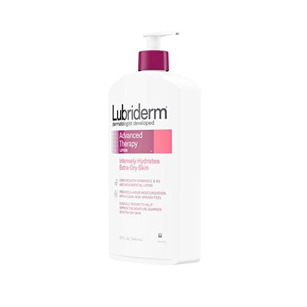 Lubriderm-Advanced-Therapy-Moisturizing-Lotion-with-Vitamins-E-and-B5-Deep-Hydration-for-Extra-Dry-Skin-Non-Greasy-Formula-32-fl-Oz Lubriderm Advanced Therapy Moisturizing Hand and Body Lotion + Pro-Ceramide with Vitamin E and Pro-Vitamin B5, Non-Greasy, Fragrance-Free, Intense Hydration for Itchy, Extra Dry Skin, 32 FL OZ