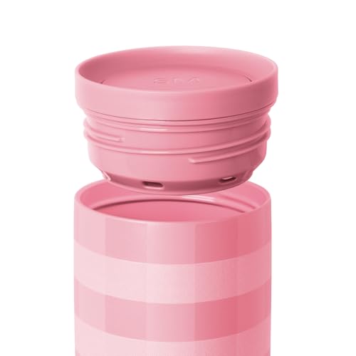 Image of Simple Modern Voyager Signature | 16oz Travel Coffee Mug Tumbler with 360 Lid | Gifts for Women Men | Ceramic-Lined Insulated Stainless Steel Cold Brew Iced Coffee Cup | Velvet Pink Gingham