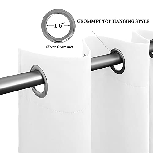 Image of Easy-Going Curtains for Bedroom, Solid Thermal Insulated Grommet and Noise Reduction Window Drapes, Room Darkening Curtains for Living Room, 2 Panels (52x84 in,White)