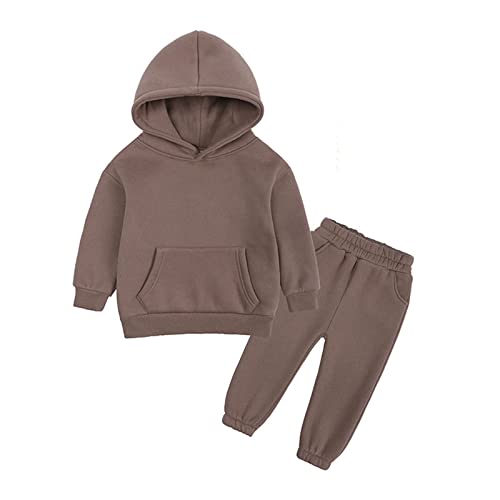 Kids Boys Girls Sweatsuit Jogger Sets 2-Piece Solid Pullover Sweatshirt Sweatpants Lightweight Tracksuit with Pockets