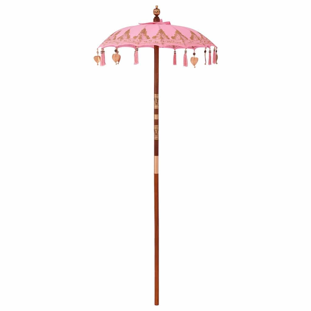 vidaXL Baliński Parasol z Bazą Różowy 95 x 95 x 260 cm, Zadaszenie do ogrodu i tarasu, parasol balkonowy, okrągły cień, rustykalne meble na letnie słońce