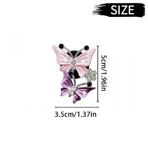 Image of 4 Pcs Butterfly Air Vent Clips, Car Vent Clips Dual Butterfly Air Vent Freshener Clip Decoration, Car Interior Decor Bling Cute Accessories Car Decoration for Women + Sunflower Mask Hook (Pink, 4)