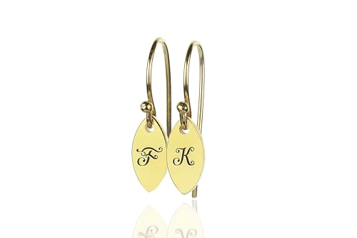 Boucles d'oreilles pendantes marquise en or avec initiales pour votre quotidien