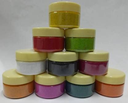 Sanskar Rangoli Colors 100 Gram Floor Arts Ceramic Shining Muggulu Pack of 10 Colors Multicolors