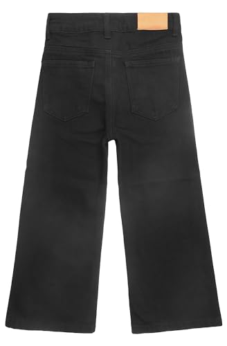 KIDSCOOL SPACE Hiden Front Pockets Girls Wide-Leg Denim Pants, 5-14T Elastic Waistband Inside with D-Ring Loops Jeans2