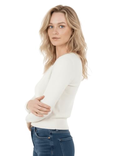 Image of Women's Crop Top Stretch Sweater - Long Sleeve Slim Bodycon Crewneck Casual Basic Solid Cropped Knit Pullover Top