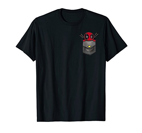 Marvel Deadpool Cute Cartoon Faux Pocket Graphic T-Shirt