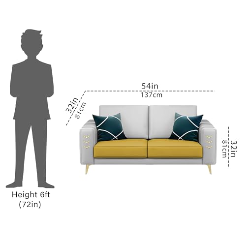 Image of Casaliving Falco 2 Seater Sofa Set for Living Room (Yellow Grey Fabric) Premium Fabric Sofa