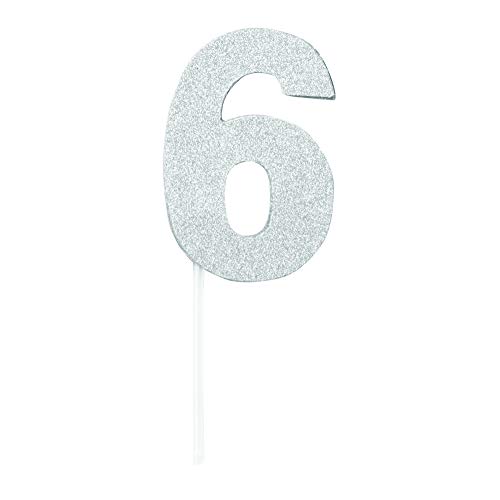 Cake topper 6 argenté strass scintillants pour décoration de gâteau chic