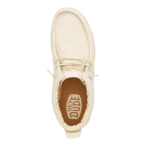 HEYDUDE Wally Mid Stretch Canvas Bone White Size 8, Men's Boots, Pull on Boots, Comfortable & Light-Weight3