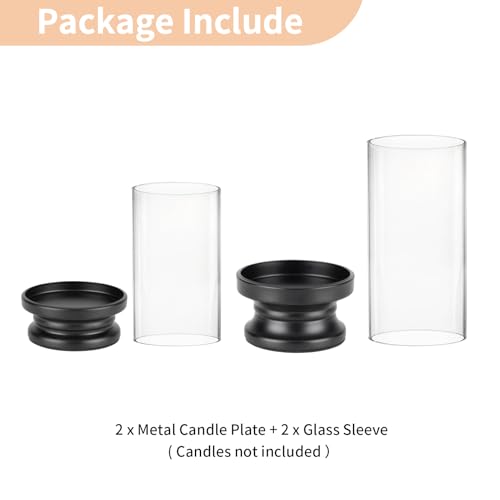 Nuptio Hurricane Candle Holder Black: Set Of 2 Candle Holders For Pillar Candles With Glass Cylinder thumb #5