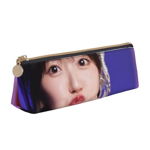 多機能 Pvc 製 鈴木愛理 (1) 三角型 レザーペンケース 可愛い 21x6x5.5cm 文具・小物収納 学生・オフィス向け