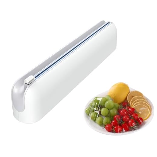 Quasziwa Aluminum Foil & Plastic Wrap Dispenser with Cutter - Easy One-Hand Operation, Space-Saving Kitchen Organizer for Worktops & Cabinets, Magnetic Cling Film Dispenser - Fits 12" Rolls, Gray