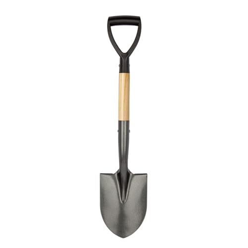 VNIMTI Shovel for Digging Round Small Shovel with Wooden D-Handle Metal Garden Shovel for Gardening 28 Inches