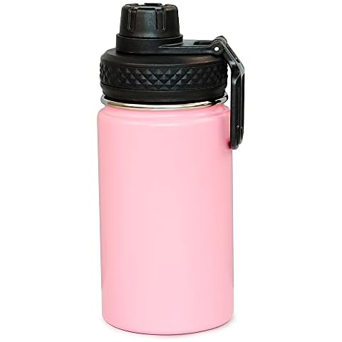 Colorful PoPo 12 oz Kids Stainless Steel Water Bottle, Double Wall Vacuum Insulated Tumbler Thermoses with Wide Mouth Leakproof Spout Lid (Pink) Cover