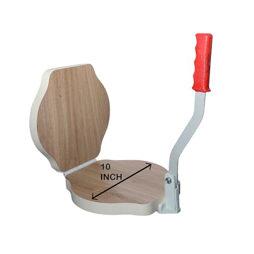 Image of Manual Puri & Dough Press Machine (10 Inch) | Wooden Body with Stainless Steel Plate | Multi-Purpose Papad, Khakhra, Empanada & Pathiri Maker | Hand Press for Home Kitchen E1