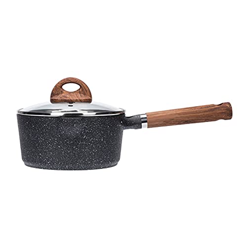 NMNMNM Sauce Pan Japanese Style Nonstick Pan with Lid Baby Milk Pot Soup Pot with Imitation Wood Grain Handle Nonstick Saucepan with Lid