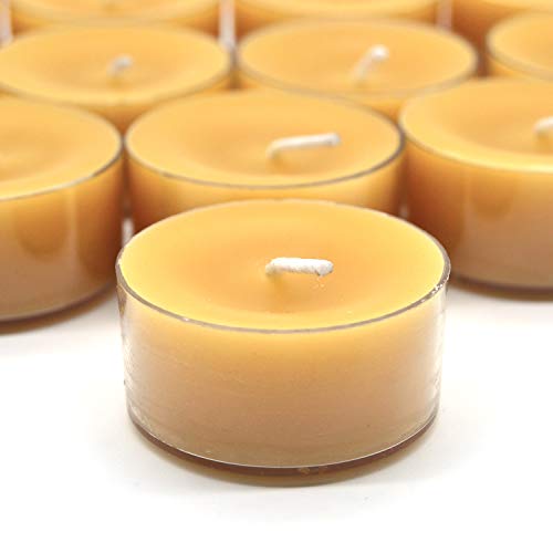 Natural Yellow Beeswax Tealight Candles - 12Pcs - Organic Candle Natural Scent Smokeless Clean Burning #TOP2
