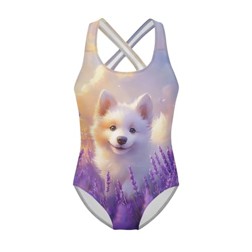 Girls Swimsuit Size 5-14 Fancy Girls' Swimwear Crew Neck One Piece Swimsuits for Boating Trips - Main Image