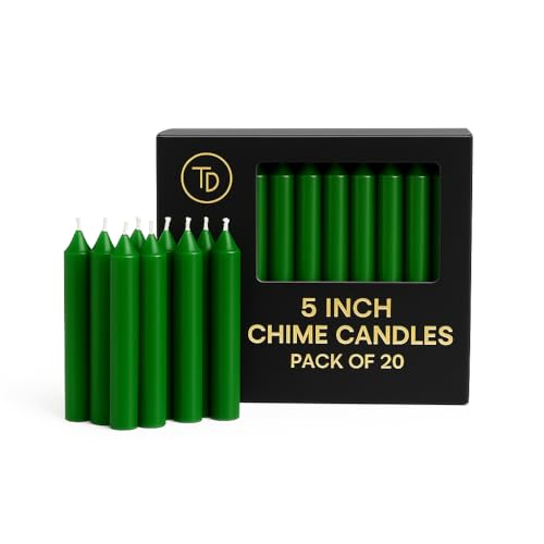True Decor Wax 5" Green Pack Of 20 Chime/Spell/Mombati Candles ||...