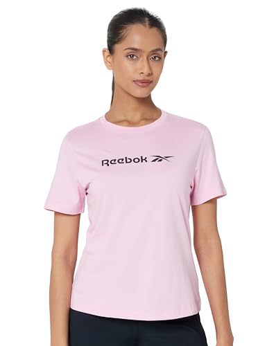 Image of Reebok Women's 100% Cotton Casual T-Shirt - Soft Breathable Slim Fit Half Sleeve Tee