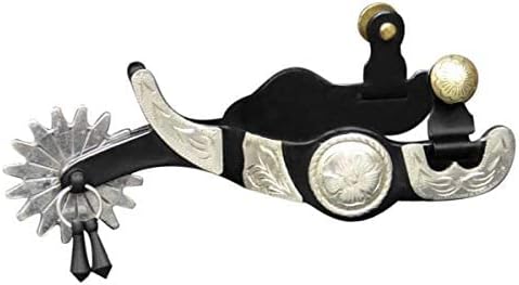 Showman Black Steel Jingle Bob Spurs w/Silver Engraved Accents
