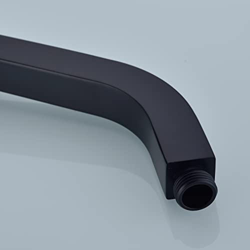 Trustmi Angled Shower Arm Wall Mount 8 Inch Square Shape Shower Head Extension Pipe With Flange, Side Mounted Showerhead Extender, Matte Black #TOP6