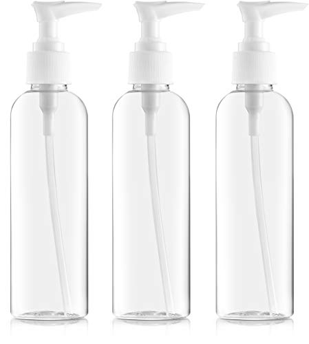 BAR5F Empty Lotion Pump Bottles, 7 oz ea, 0.5 cc output, Economy Plastic Pump Bottle, for DIY, Beauty Care, etc (3-Pack)